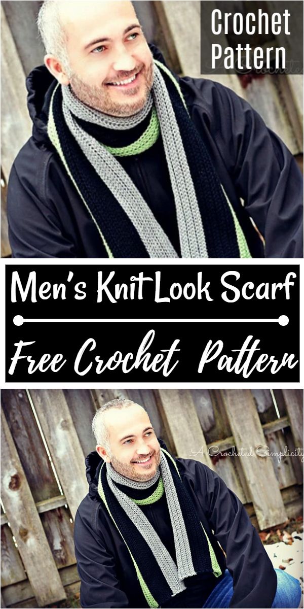 Free Crochet Men’s Knit Look Scarf Pattern