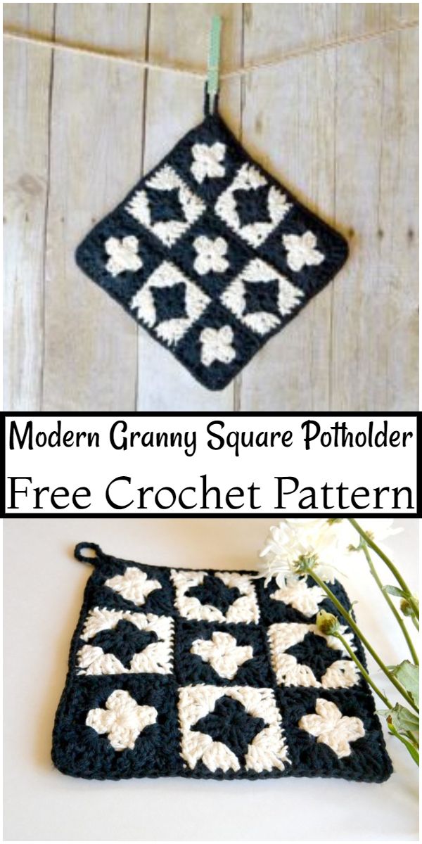 Free Crochet Modern Granny Square Potholder Pattern