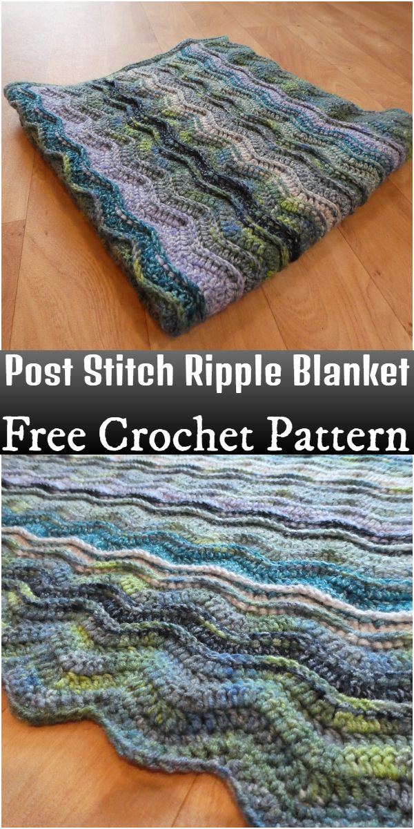 Free Crochet Post Stitch Ripple Blanket Pattern