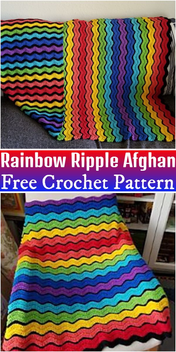 Free Crochet Rainbow Ripple Afghan Pattern