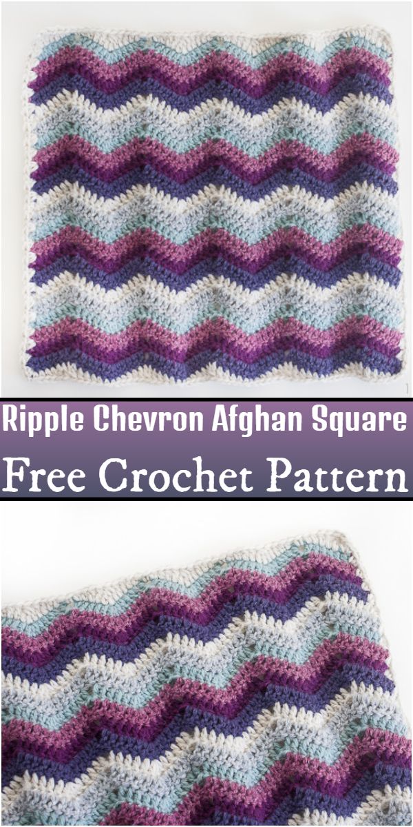 Free Crochet Ripple Chevron Afghan Square Pattern
