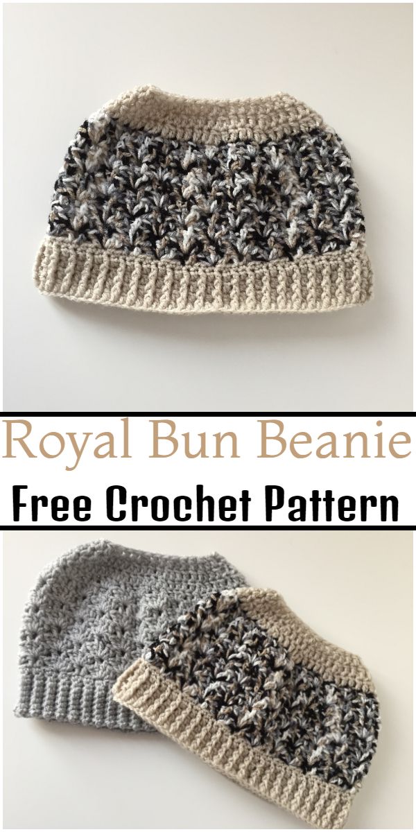 Free Crochet Royal Bun Beanie Pattern