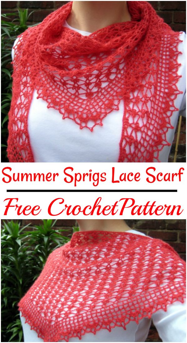 Free Crochet Summer Sprigs Lace Scarf Pattern