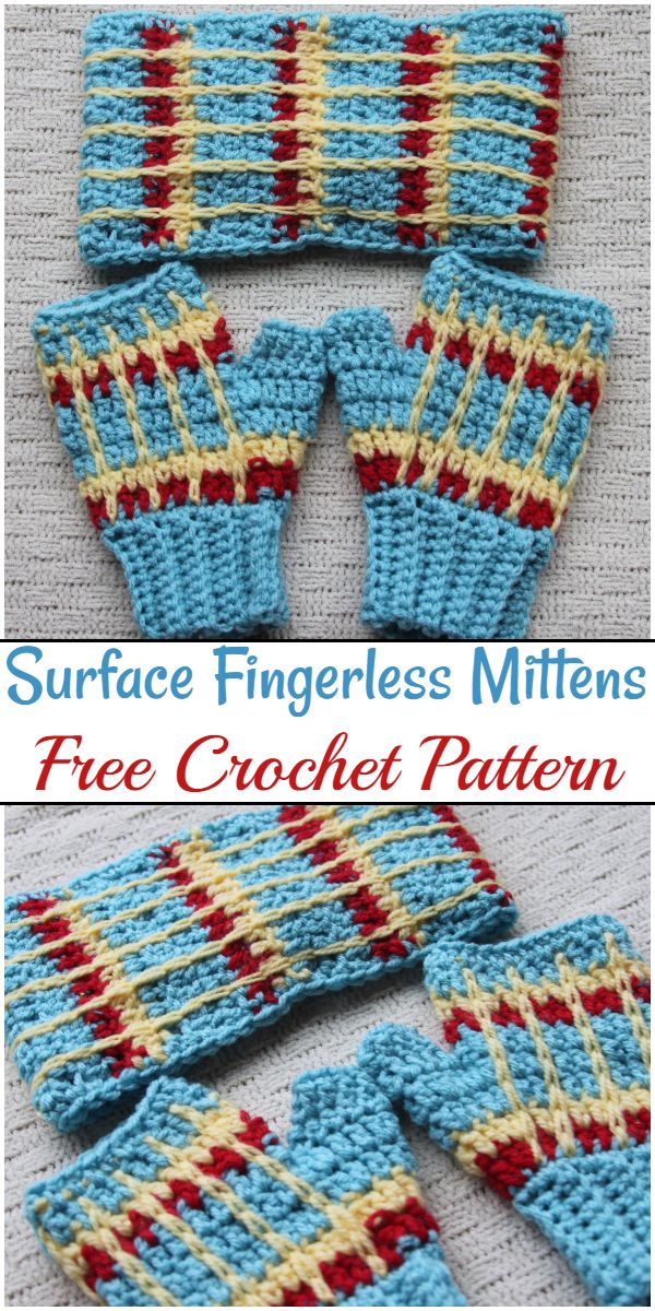Free Crochet Surface Fingerless Mittens Pattern