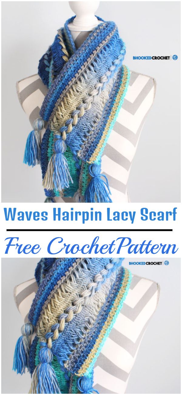 Free Crochet Waves Hairpin Lacy Scarf Pattern