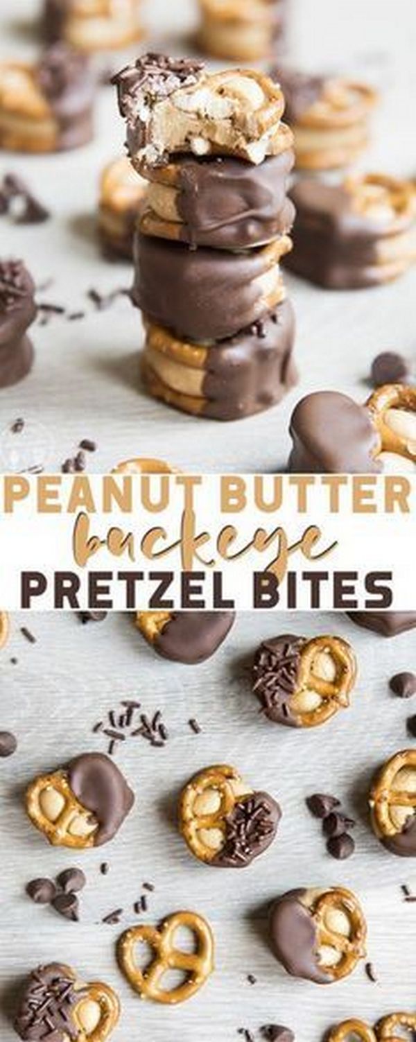 Peanut Butter Buckeye Pretzel Bites Recipe